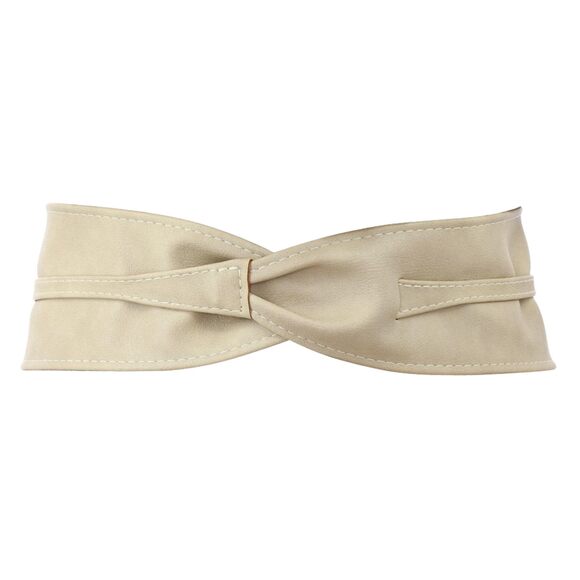 8218 Obi Belt For Women – Wide Waist In Faux Leather, Mica- Tan Beige main image 4